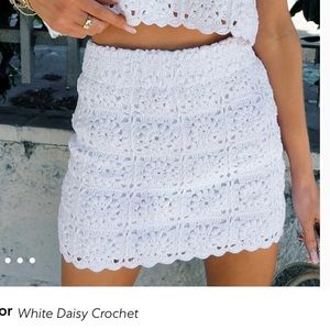Mumu White Daisy Crochet Skirt